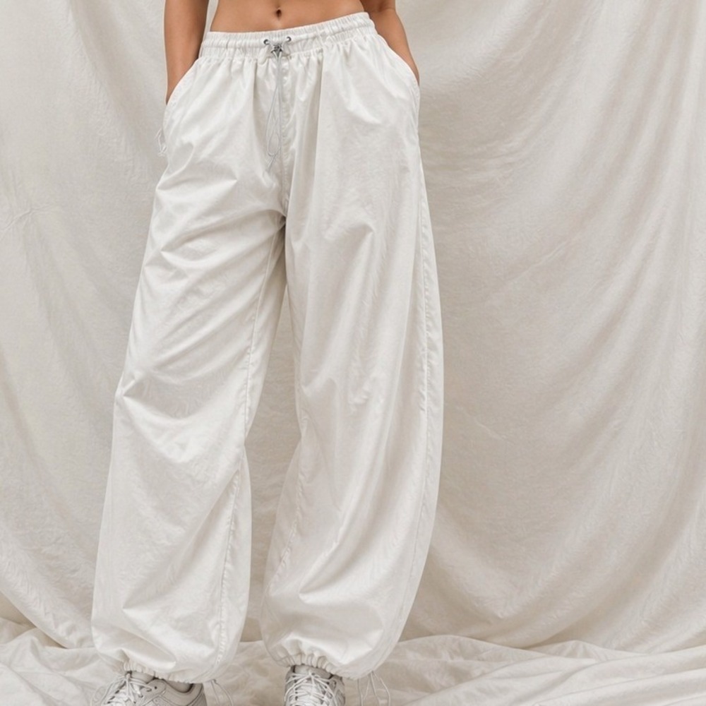 Athleta White Parachute Pants Women L Petite Baggy Streetwear Joggers